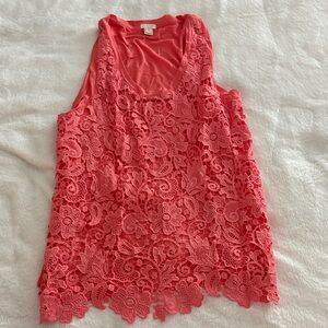 J. Crew Coral Lace Tank Top
